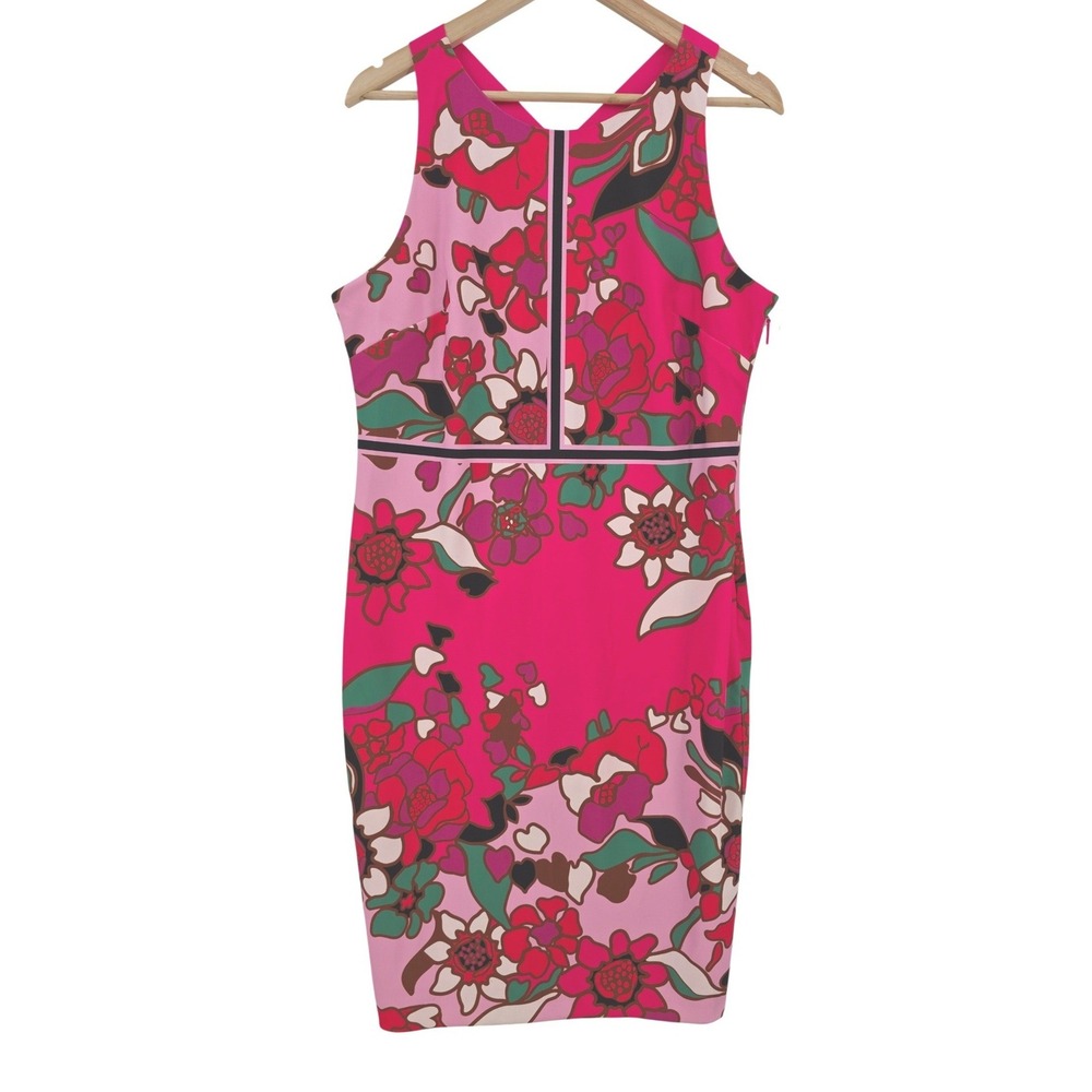 Ted Baker London Womens 12 (Ted Baker 5) Marlow Pink Floral Print Sheath Dress - Picture 2 of 15